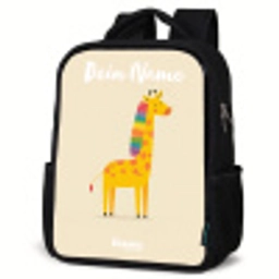 Giraffe - Dier - Kleurrijk Rugzak - Zwart middel -schuin