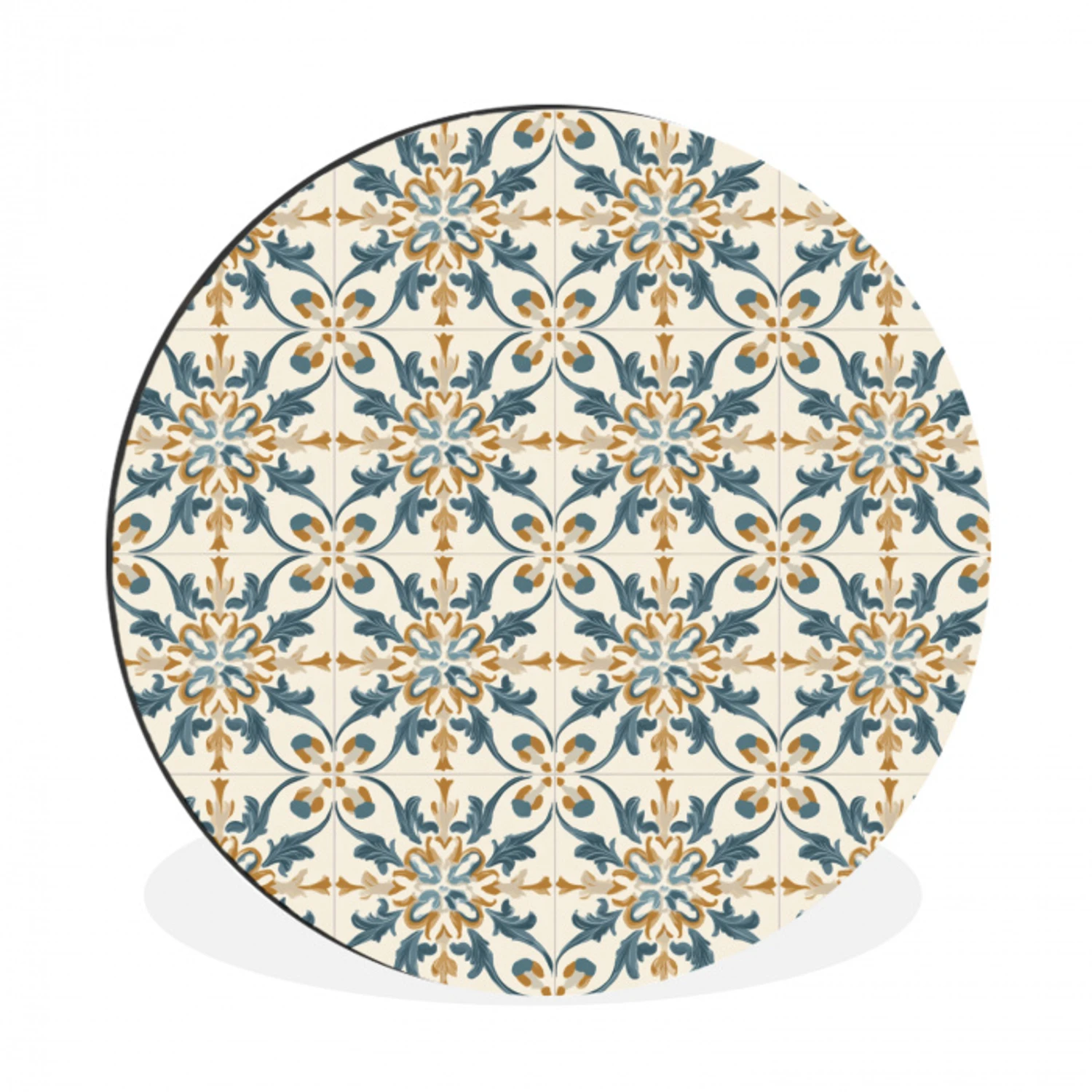 Patroon - Klassiek - Kleurrijk Wandcirkel aluminium klein 190 -3d