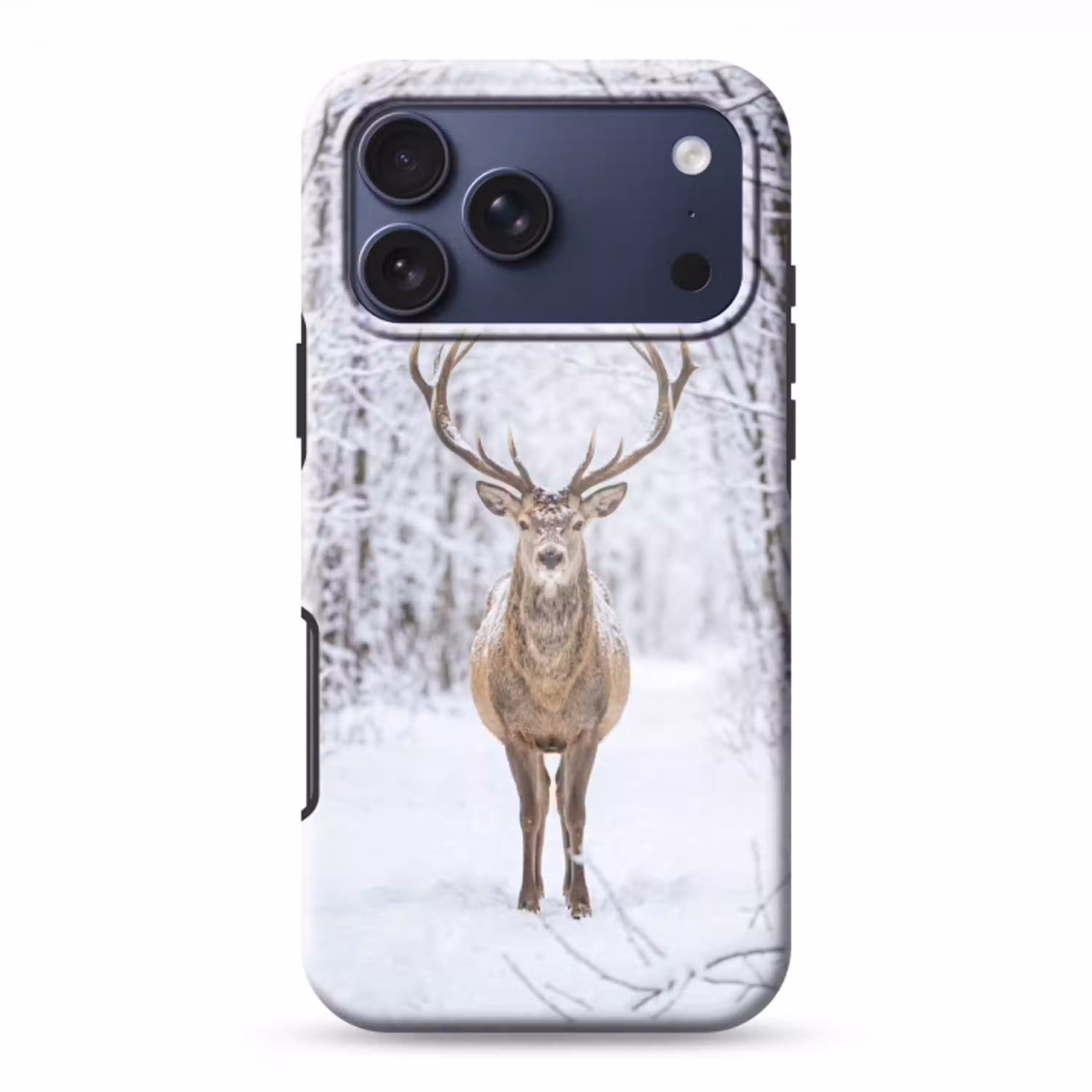 Hert - Winter - Bos - Natuur - Wit Toughcase MagSafe Apple iPhone 17 Pro Max klein -3d