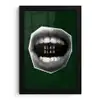 Mond - Groen - Illustratie - BLAH BLAH fotolijst zwart zonder passe partout klein -3d