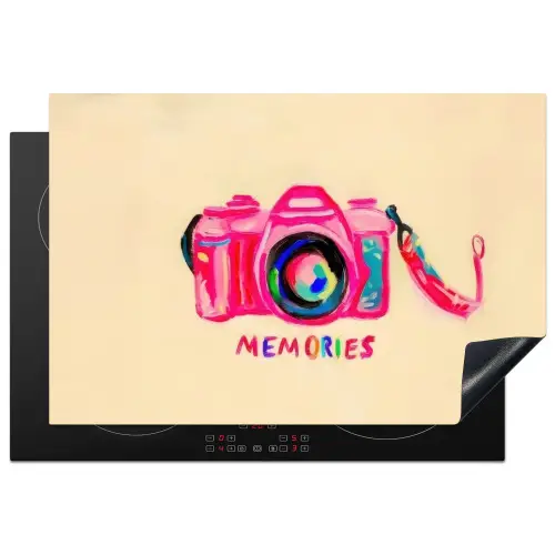 Camera - Memories - Roze - Geschilderd Inductie beschermer vinyl 3mm klein -3d