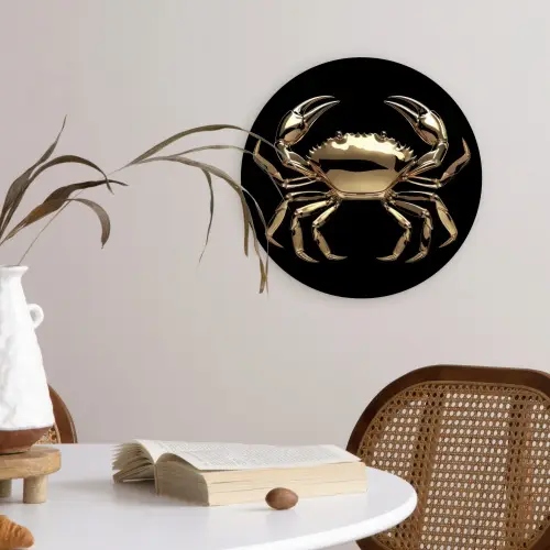 Goud - Krab - Dieren - Zwart Wandcirkel plexiglas klein -sfeer4