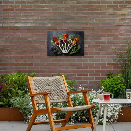 Lepels - Wit - Poeder - Kruiden Tuinposter op houten frame 2 cm dik klein -sfeer3