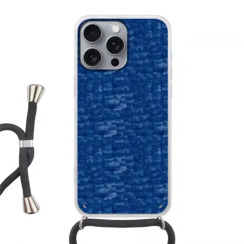 Verf - Strepen - Blauw Hoesje iPhone 16 Pro Max met koord klein 804 -3d