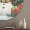 Sneeuwpop - Kerstsneeuw - Groen - Rood Akoestische PET Vilt - Rond klein -sfeer5_closeup