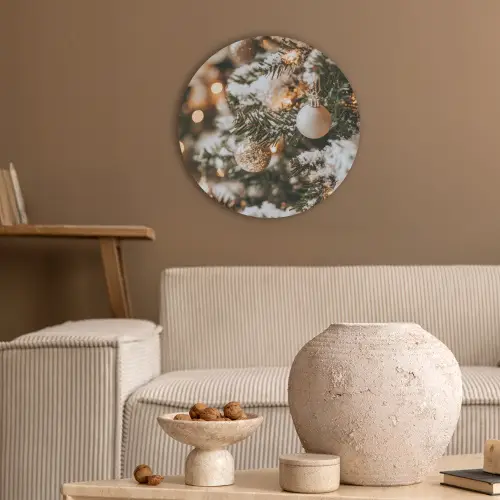 Kerst - Kerstboom - Winter - Binnen - Sneeuw Akoestische PET Vilt - Rond klein -sfeer1