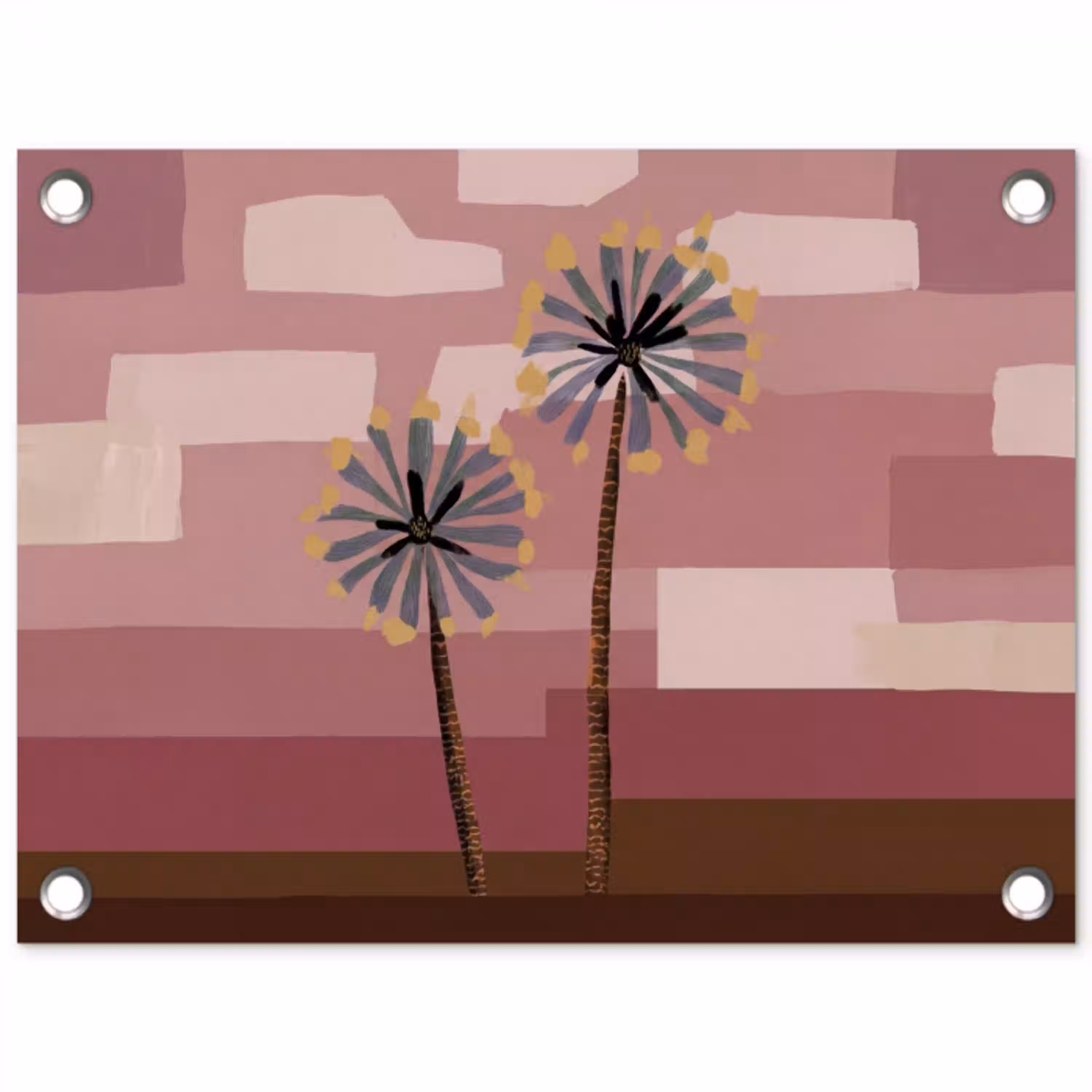 Illustratie - Bloemen - Vlakken - Abstract tuinposter los doek klein -3d
