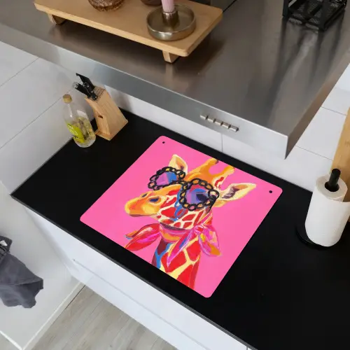 Giraf - Roze - Bril - Sjaal Inductie beschemer met haakjes middel -sfeer1