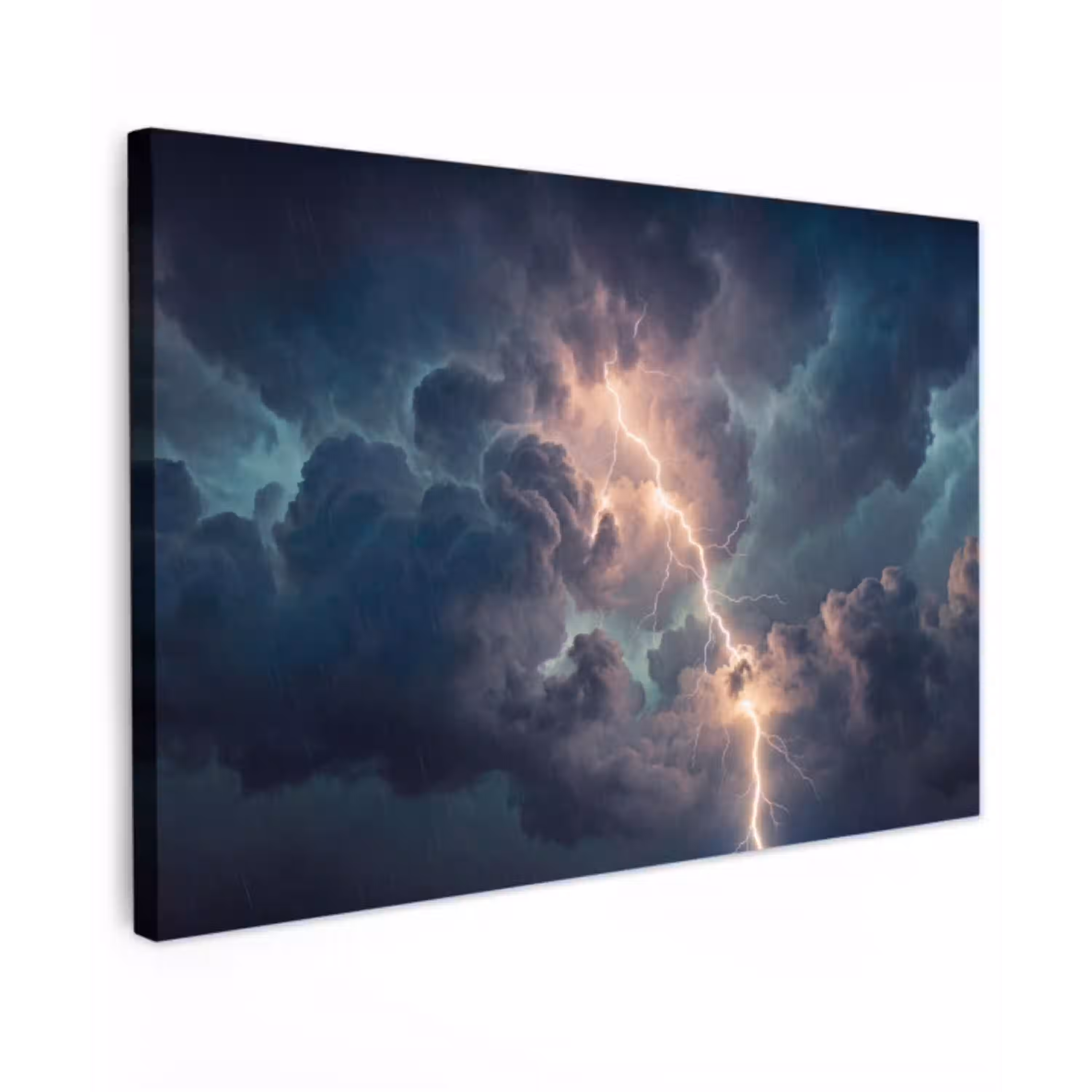 Bliksem - Storm - Natuur - Donker Tuinposter op houten frame 2 cm dik klein -3d
