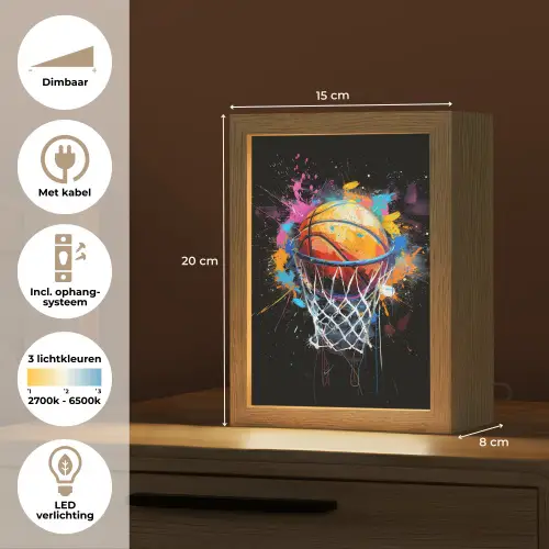 Graffiti - Sport - Basketbal - Basket Light Box met kabel (Tafellamp) klein -USP_NL