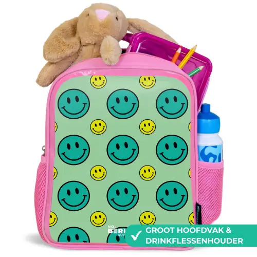 All smiles groen Kinderrugzak - Roze middel -inhoud_NL