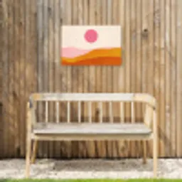 Zon - Heuvels - Abstract - Roze Tuinposter op houten frame 2 cm dik klein -sfeer4