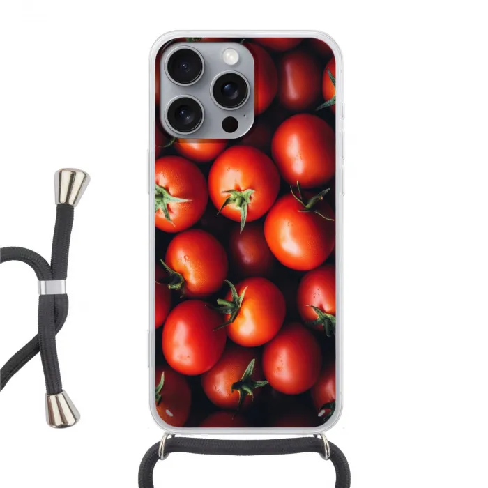 Groente - Rood - Tomaten Hoesje iPhone 16 Pro Max met koord klein -3d