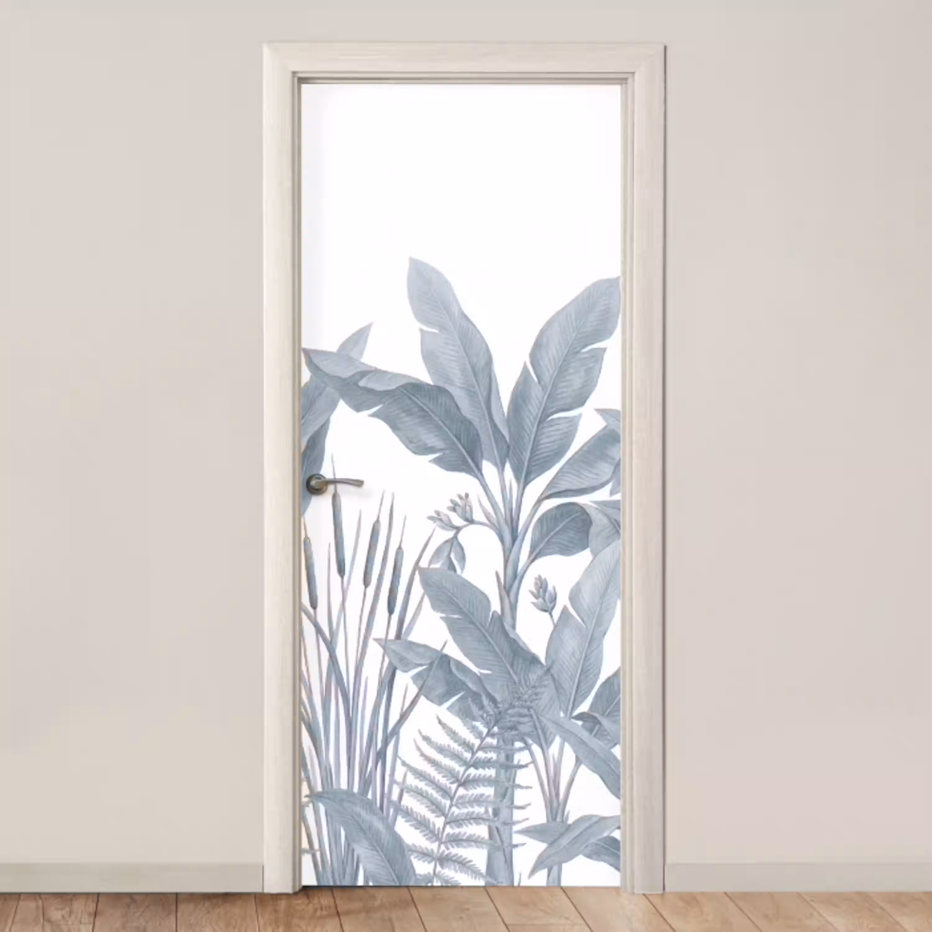 Planten - Bladeren - Natuur - Grijs deurposter klein -3d_beige