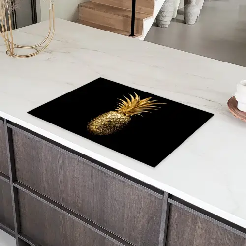 Ananas - Zwart - Goud - Luxe Inductie beschermer vinyl 3mm klein -sfeer8