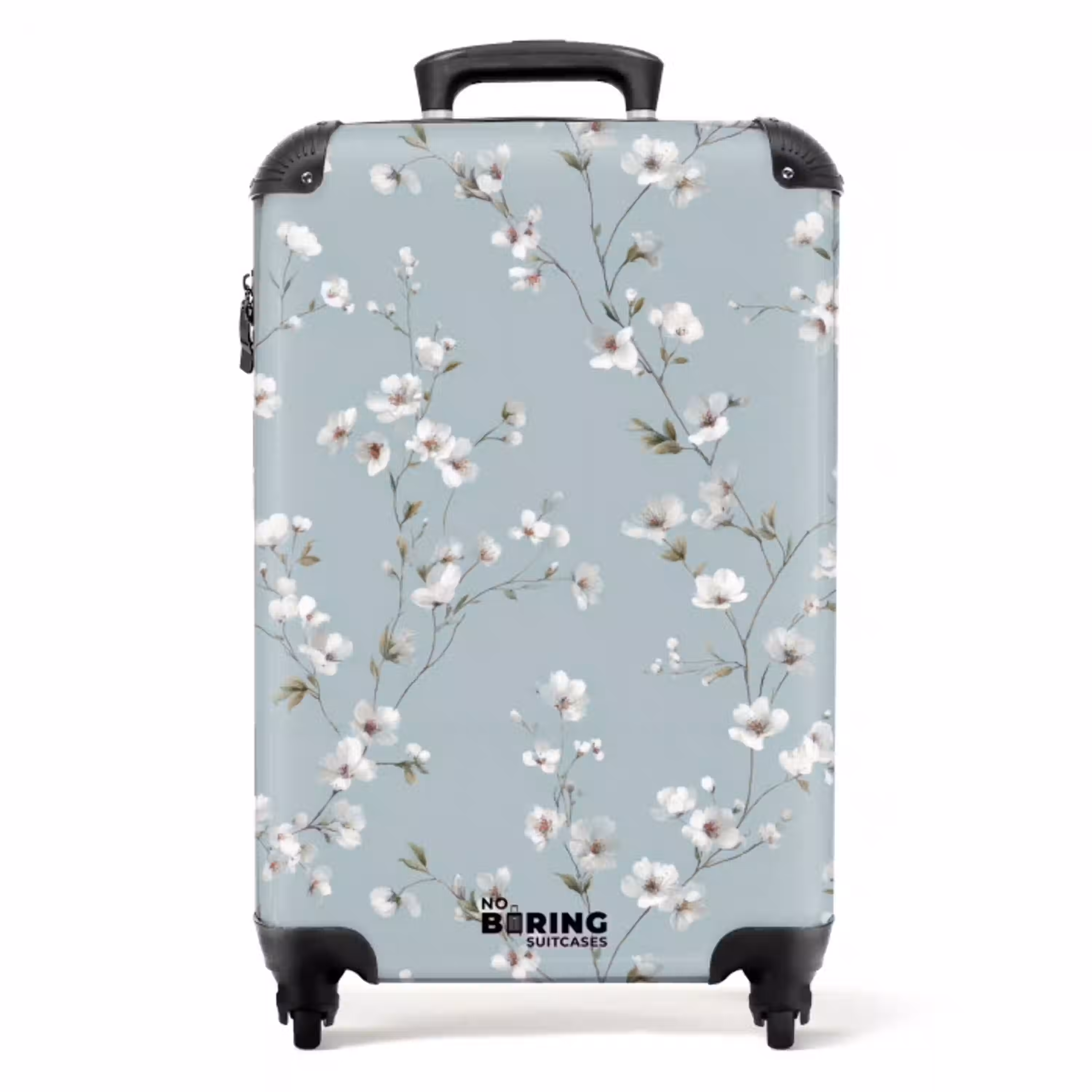 Klassiek - Bloemen - Blauw NBS - Handbagage koffer - Volwassenen Unisex middel -productfoto_recht