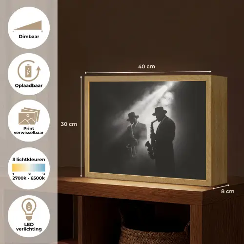 Saxofonisten - Hoeden - Rook - Licht Light Box met batterij (Wandlamp) middel -USP_websiteoverzichtNL