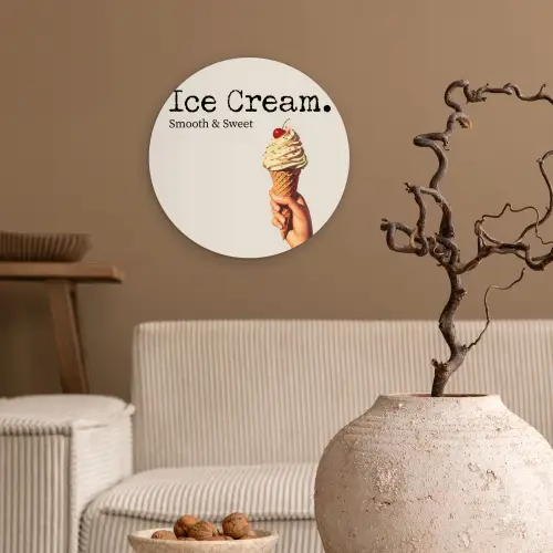 Ice cream - Softijs - Kleurrijk - Kers Wandcirkel plexiglas klein -sfeer1