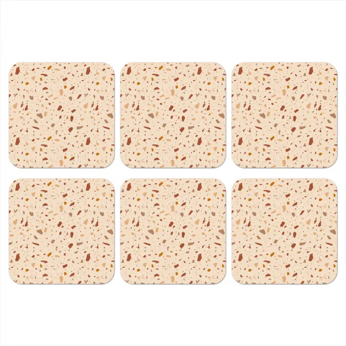 Terrazzo -  Patroon - Kleurrijk - Steen onderzetter kurk middel 366 -3d