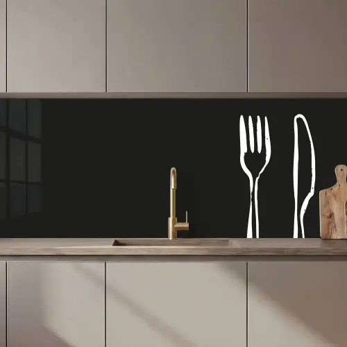 Bestek - Staand - Zwart - Wit keuken achterwand 2 middel zz_3dshopping