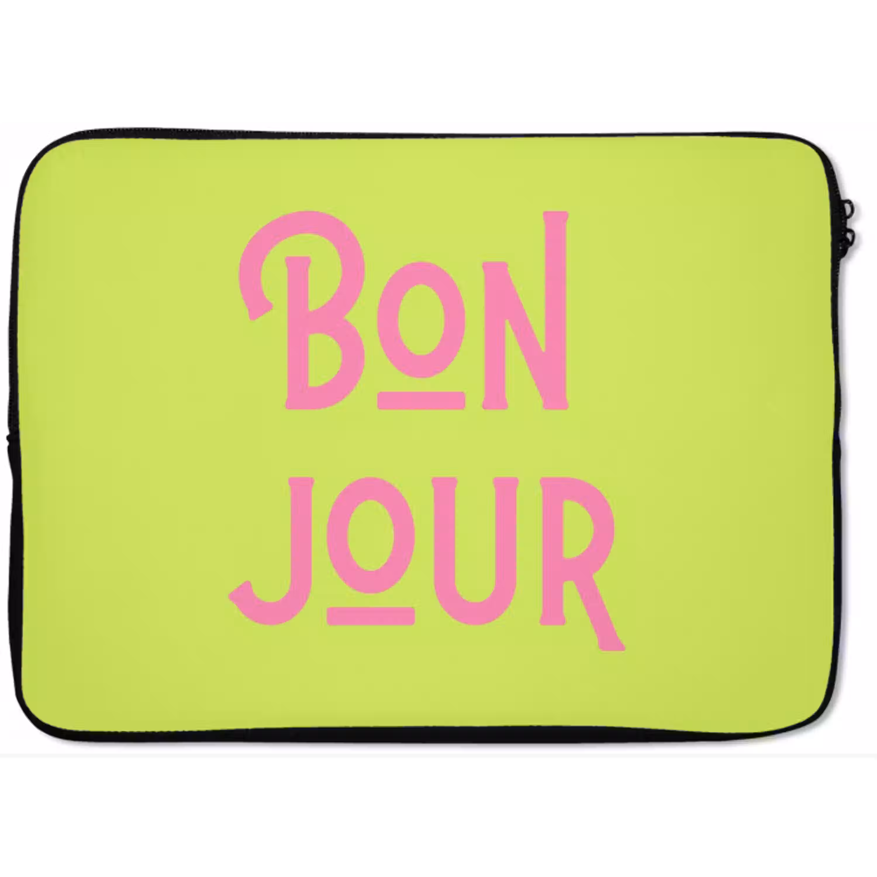 Groen - Roze bonjour - art-deco laptophoes neopreen klein -zkaufland3dotto