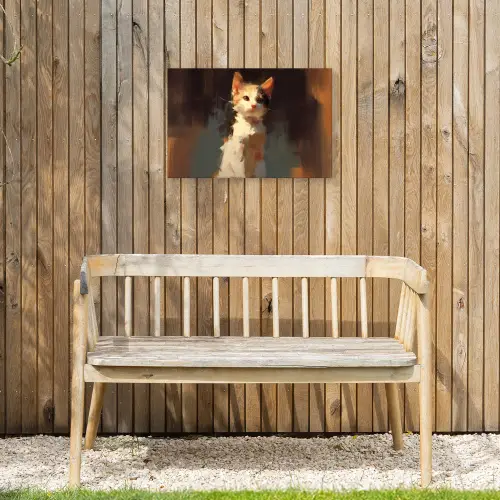 Kat - Geschilderd - Artistiek - Wit Tuinposter op houten frame 2 cm dik klein -sfeer4