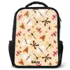 Insectenpatroon in bruin, roze en oranje op beige achtergrond Rugzak - Zwart middel -3d