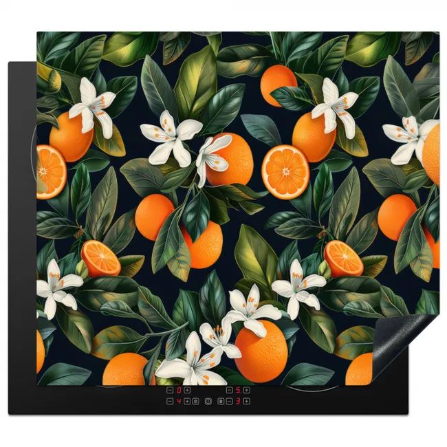 Sinaasappels - Bloesems - Bladeren - Tropisch Inductie beschermer vinyl 3mm middel -3d