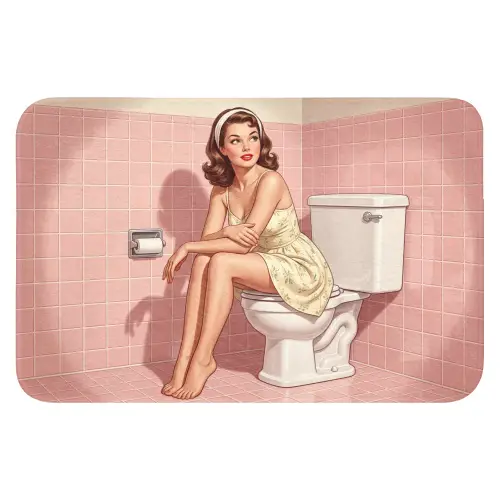 Roze - Retro - Vrouw WCmat klein -3d