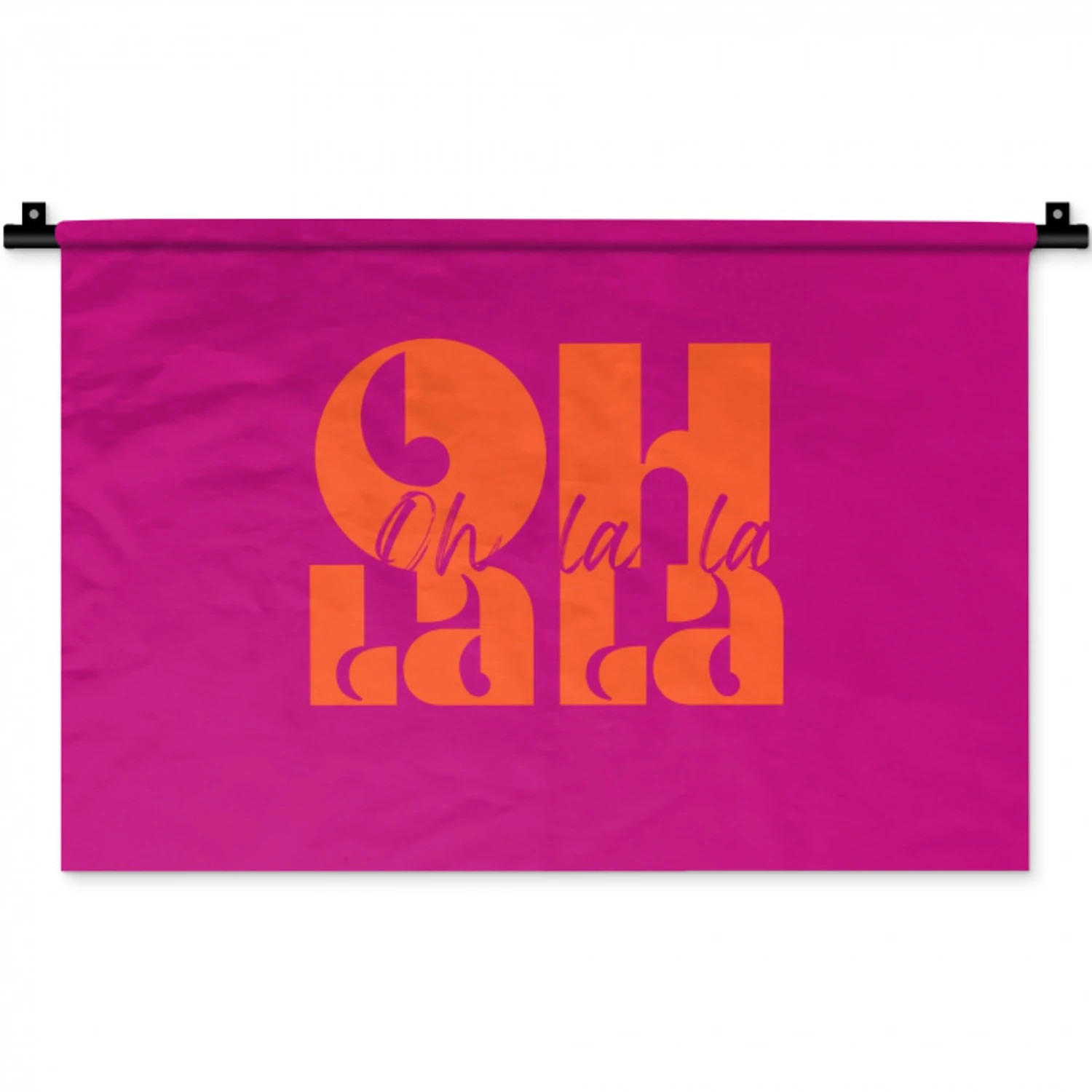 Oh la la - Roze - Oranje - Gestapelde letters Wandkleed katoen klein -zz3d