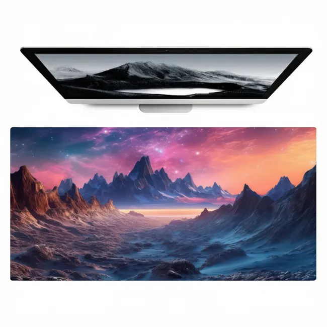 bergen-sterren-kleurrijk-neon Muismat XXL klein -zzz3d