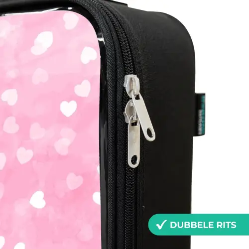 Roze glitter hartjes Kinderkoffer - Zwart klein -rits_NL