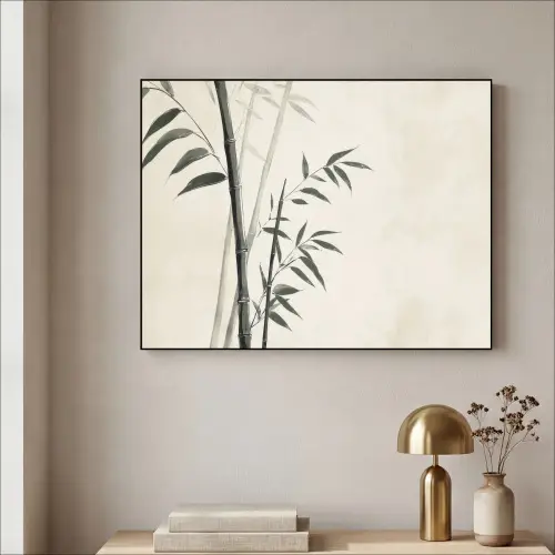 Japandi - Bamboe - Beige Textielframe zwart klein -sfeer2