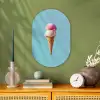 Bolletjes - Schepijs - Hoorntje - Blauw Wandcirkel Ovaal Forex klein -sfeer2