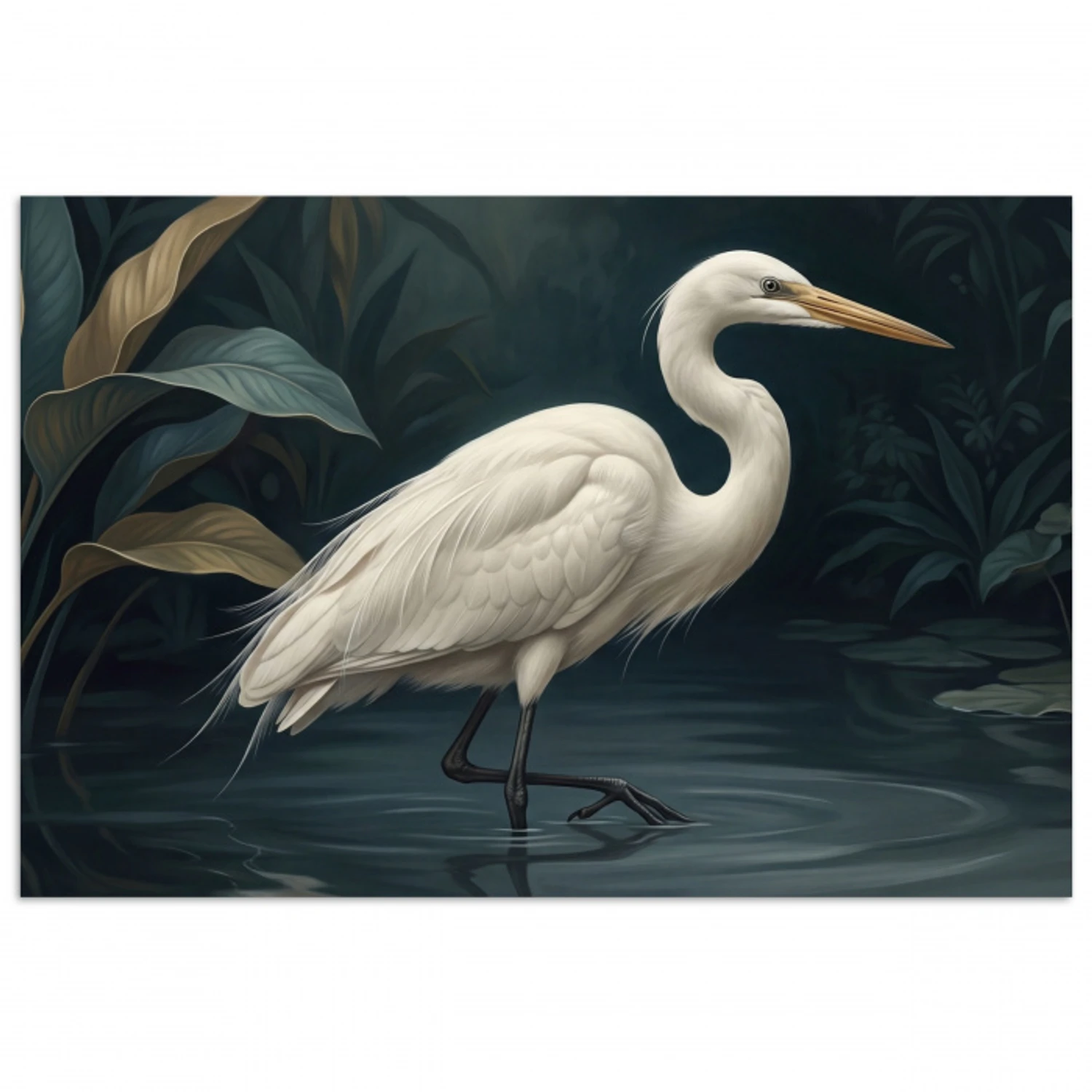 Reiger - Water - Natuur - Modern - Wit poster papier klein -3d