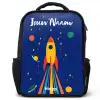 Raket - Sterren - Planeet - Ruimte Rugzak - Zwart middel -3d