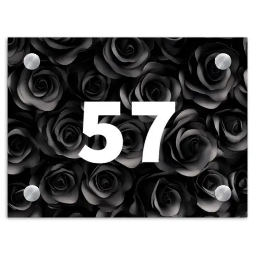 Zwarte rozen - Traditioneel Naambord Rechthoek middel -3d