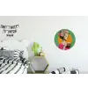 Retro - Vrouw - Stad - Zon Wandcirkel aluminium klein -kinderkamer