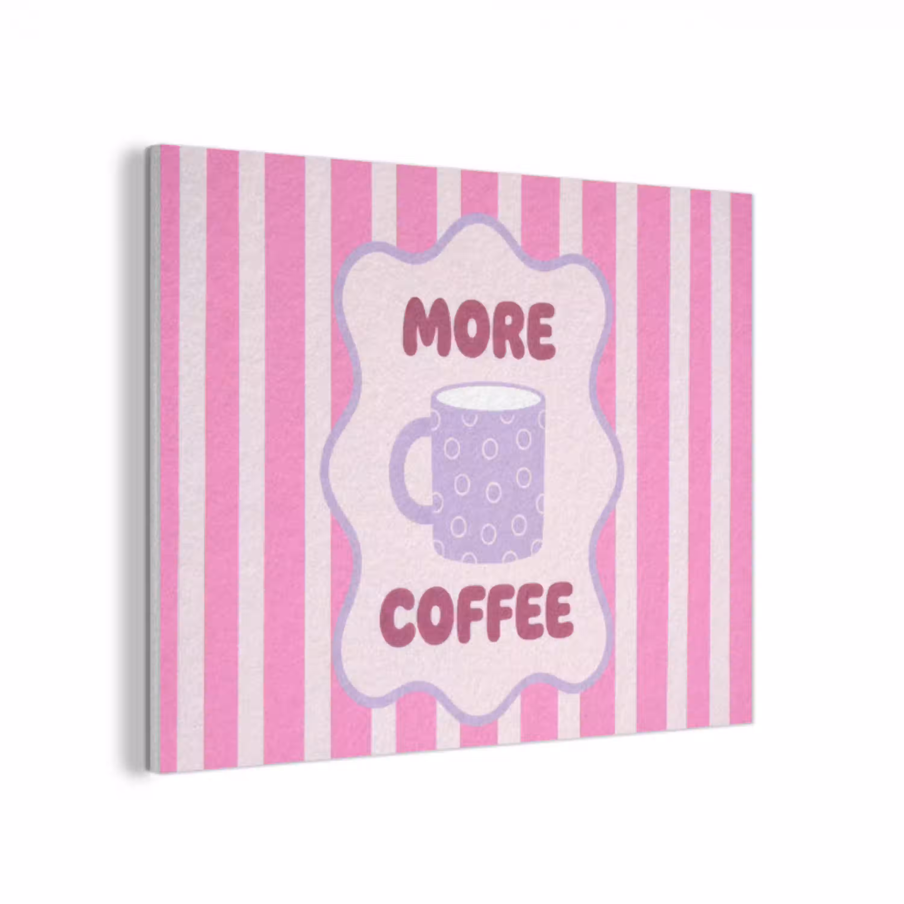 More coffee - Roze - Paars - Strepen - Mok PET vilt klein -3d
