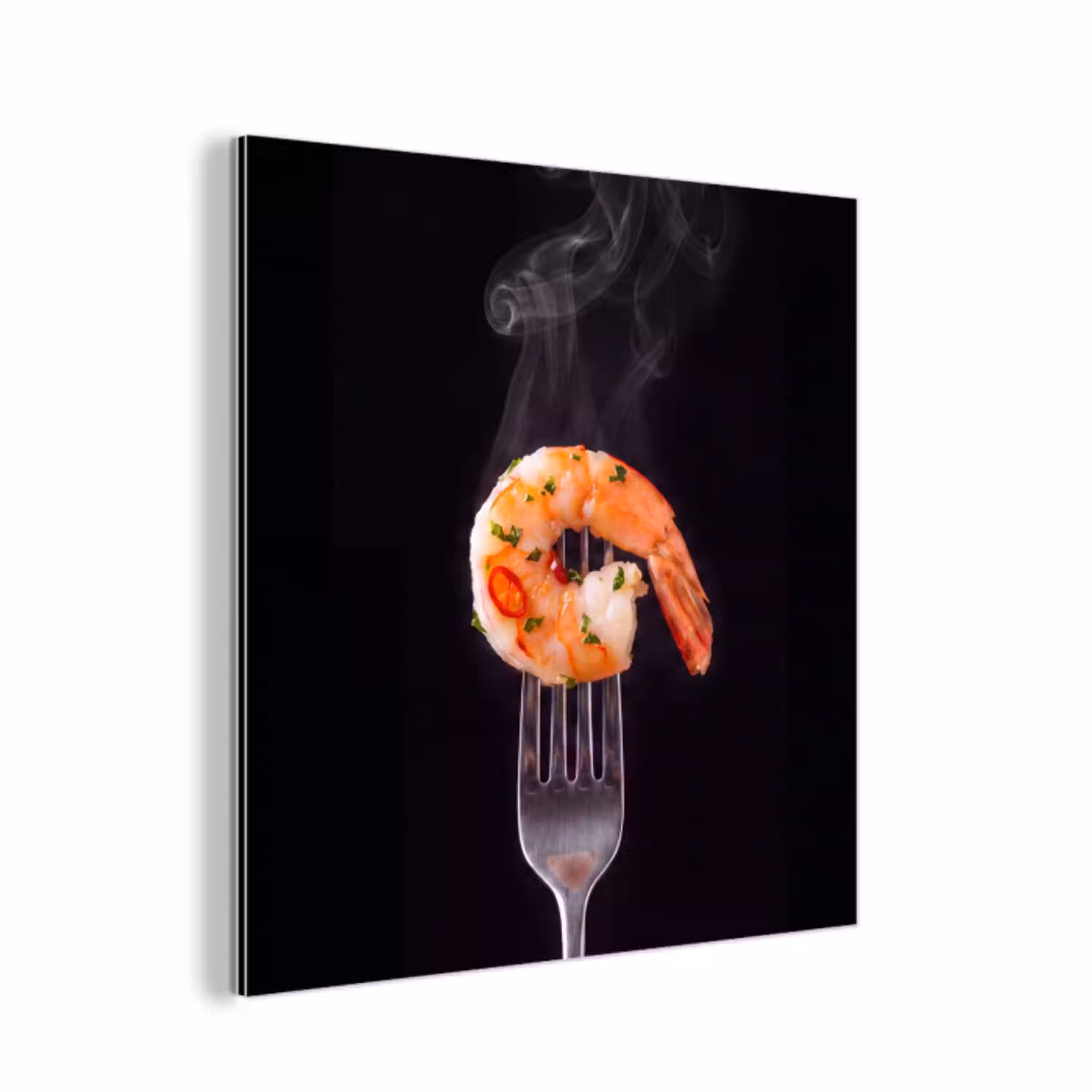 Eten - Garnaal - Vork aluminium wit klein -3d