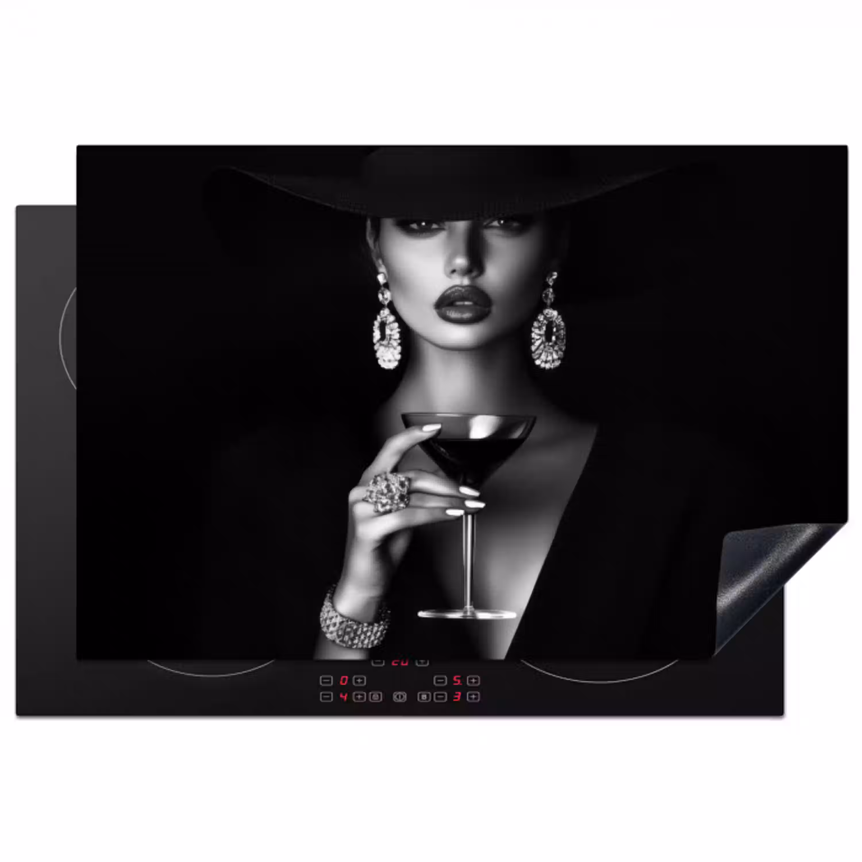Vrouw - Cocktail - Chic Inductie beschermer vinyl 3mm klein -3d
