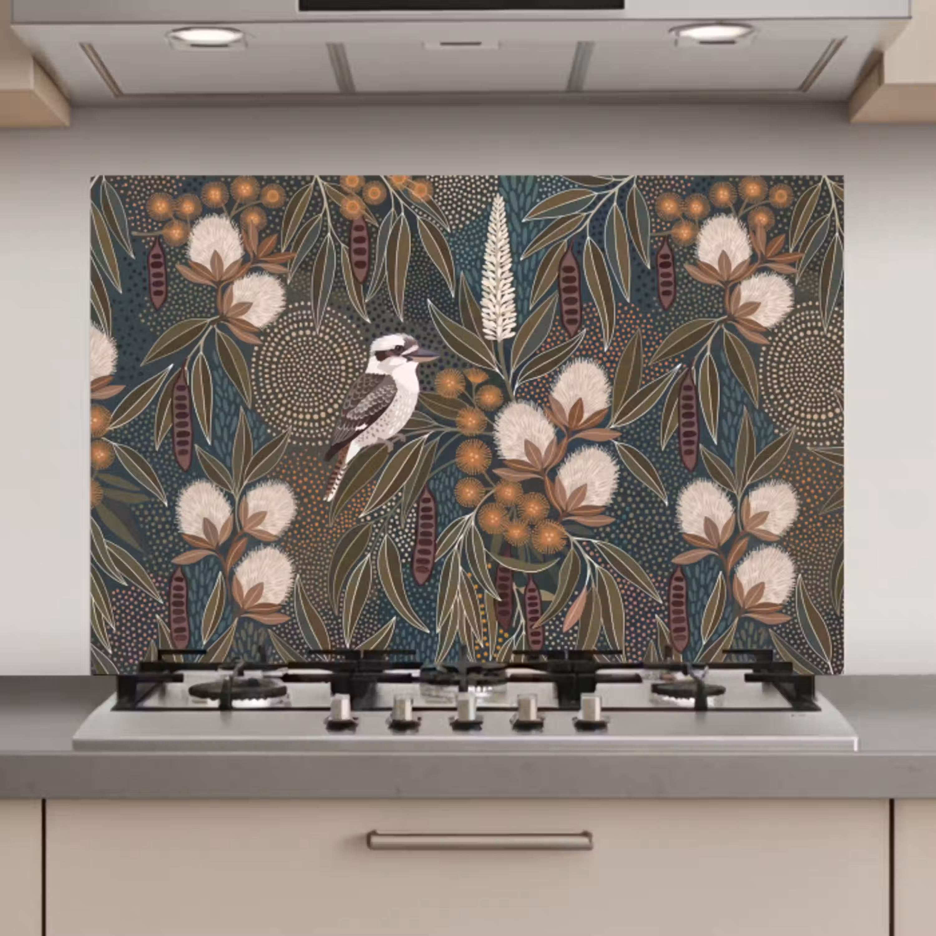 Vogel - Bladeren - Natuur - Illustratie - Groen keuken achterwand spatscherm klein -3d_website