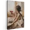 Olieverf - Vrouw - Wijn canvas 2cm klein -z3d