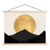 Bergsilhouetten - Gouden cirkel - Beige textielposter latten blank klein -3d