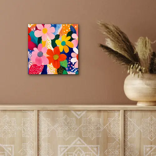 Bloemen - Kleurrijk - Stippen aluminium wit klein -sfeer4