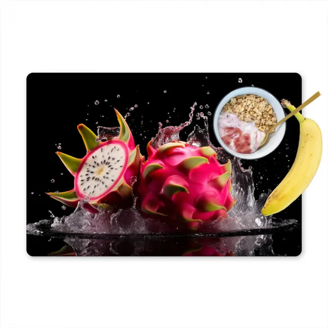 Drakenfruit - Zwart - Water - Vrucht - Fruit Placemat vinyl groot -zzzproduct_Kitchenyeah-website