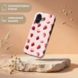 Strepen - Aardbei - Roze Toughcase MagSafe Apple iPhone 17 klein 1017 -USP_RandenV_NL