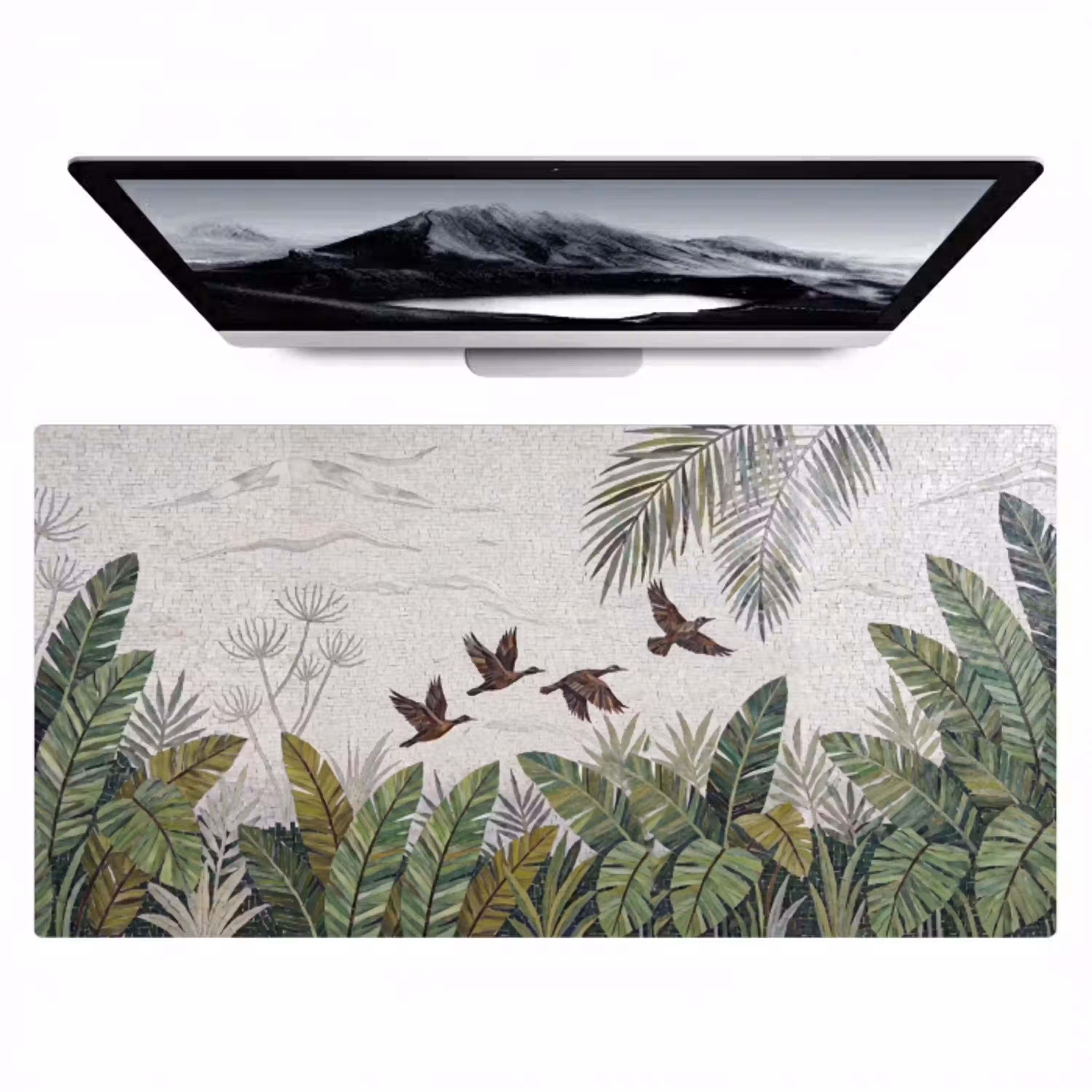 Vogel - Vliegend - Tropisch - Mozaïek - Groen Muismat XXL klein -zzz3d