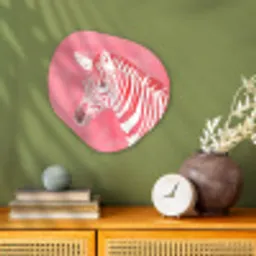 Zebra - Pink - Verf Wandcirkel Organisch Forex 3mm klein -sfeer2