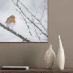 Roodborstje - Tak - Sneeuw - Winter - Levendig PET vilt klein -sfeer6_closeup